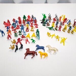 Cowboy & Indians Vintage Plastic Toy Lot Nostalgic Collection Wear & Play Damage